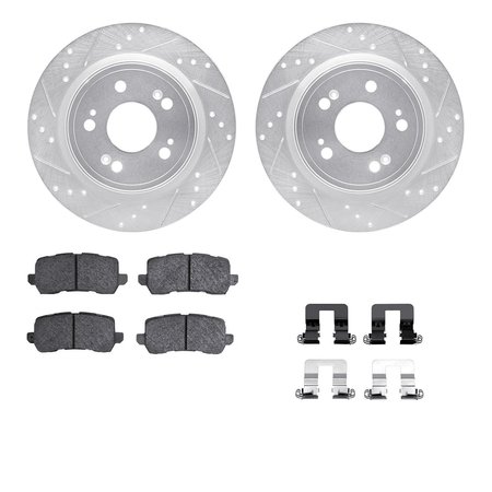 DYNAMIC FRICTION CO 7312-58028, Rotors-Drilled, Slotted-SLV w/3000 Series Ceramic Brake Pads incl. Hardware, Zinc Coat 7312-58028